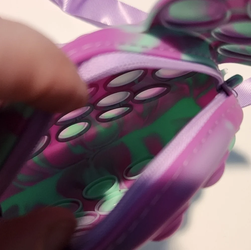 Pop It‎ Fidget Purple Green Crossbody Bag Purse Mouse
